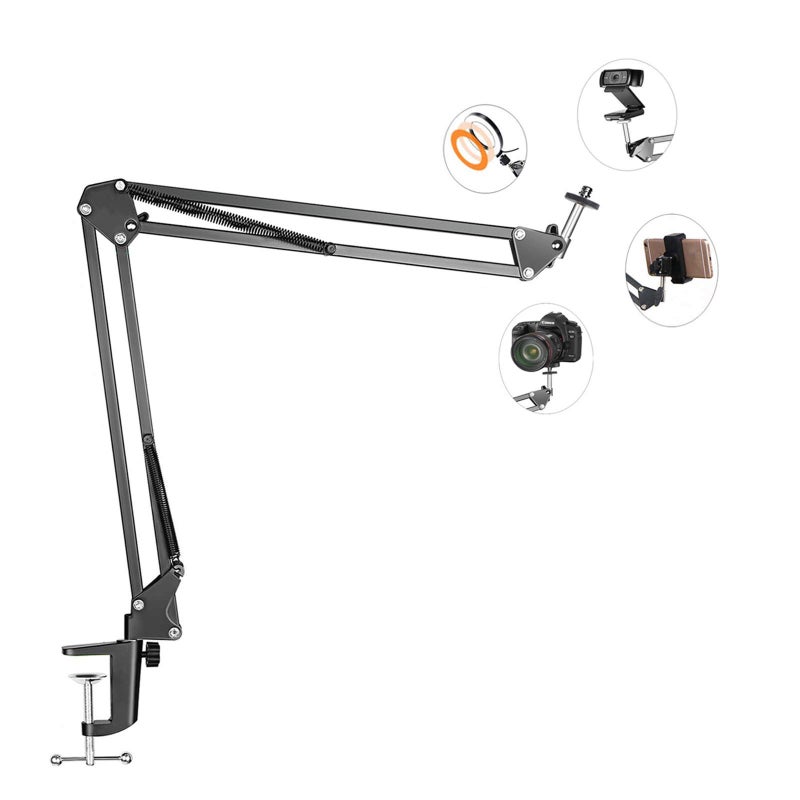LenTok Overhead Tripod Mount for Camera Webcam Ring Light, Flexible Over Head Arm for iPhone with Phone Holder and Ball Head, Table Stand Accessory for Phone Video Recording Live Stream - Image 1